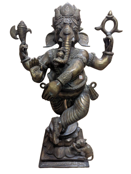 Ganesha Meisterwerk aus Messing: 76 cm große Statue für Weisheit, Glück und Neubeginn – Ansicht 2 | orientcrafts