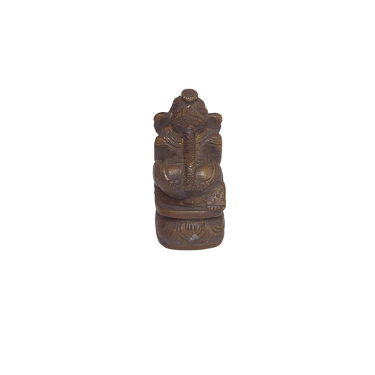 Ganesh Statue aus Messing: Handgeschmiedet und patiniert im traditionellen Gussverfahren – Ansicht 2 | orientcrafts