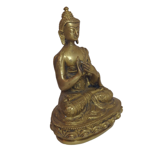 Buddha-Statue aus Messing: Handgearbeitetes Unikat im Wachsausschmelzverfahren – Ansicht 2 | orientcrafts