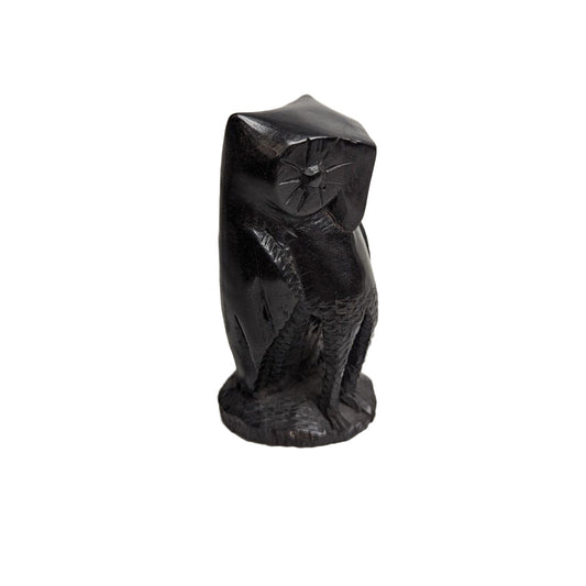 Eulen-Figur aus Ebenholz: Handgeschnitztes Unikat in edlem Schwarzholz – Ansicht 2 | orientcrafts