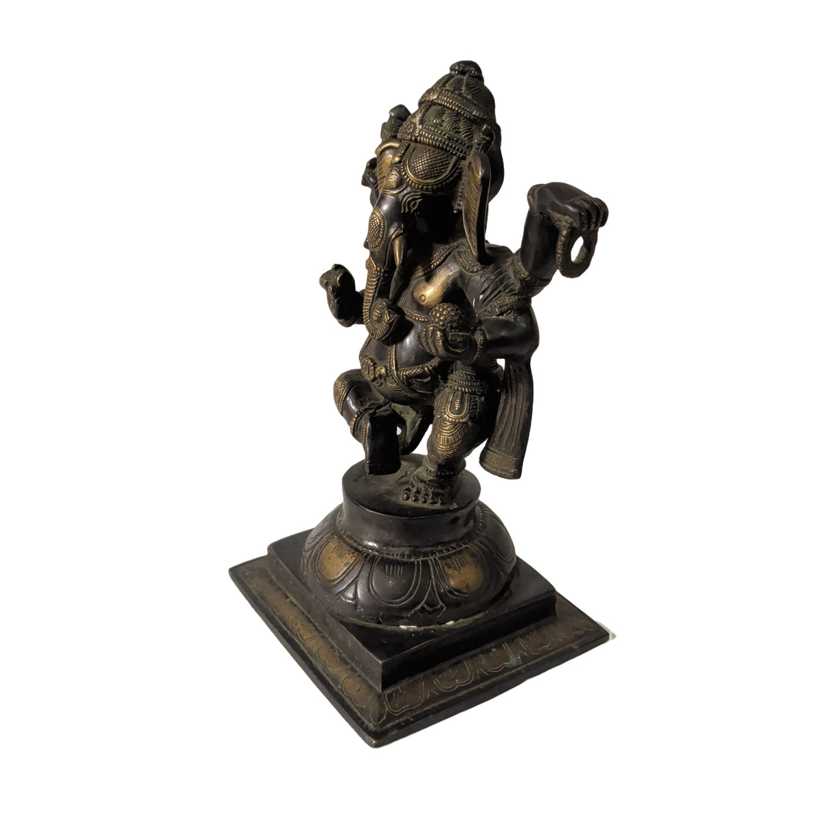Ganesha Statue Messing Bronze-Patina (34 cm) – Edle Hindu-Figur & Deko – Ansicht 2 | orientcrafts