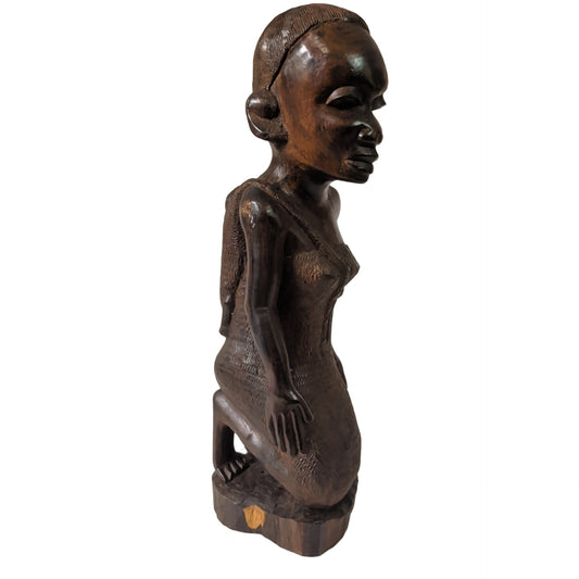 Ebenholz-Skulptur Tansania (47 cm) – Afrikanische Frau mit Baby, Handgeschnitzt – Ansicht 2 | orientcrafts