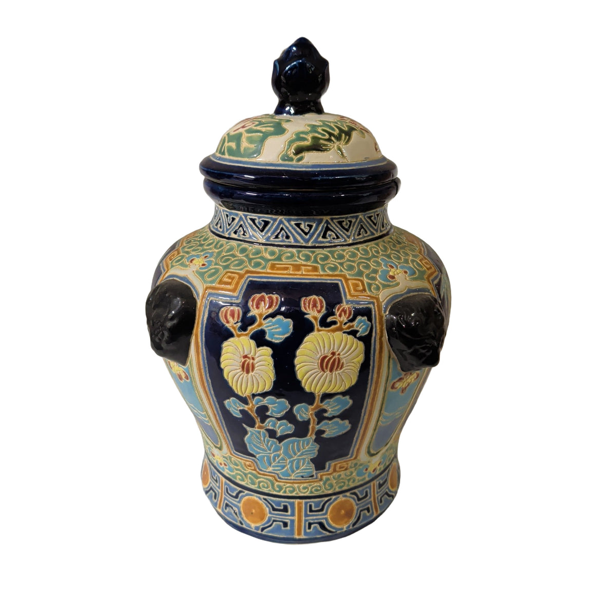 B-Ware Vase mit Deckel (40 cm) – Blumen-Motive & Antik-Charme (Repariert) | orientcrafts