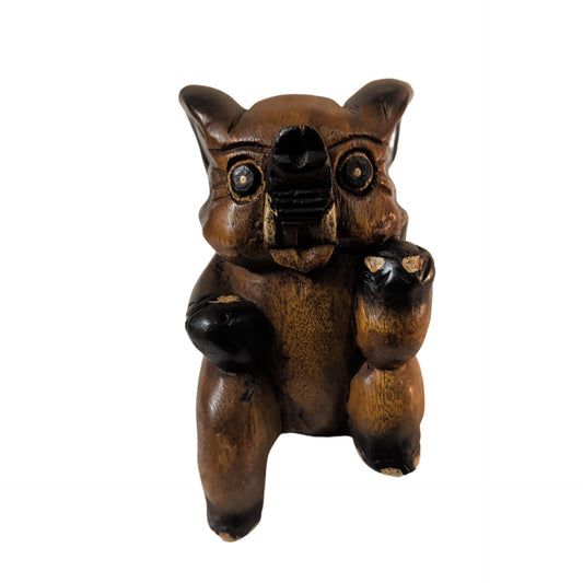 Teakholz Elefant für Buchstützen & Regale (14 cm) – Massiver Holz-Glücksbringer – Ansicht 2 | orientcrafts