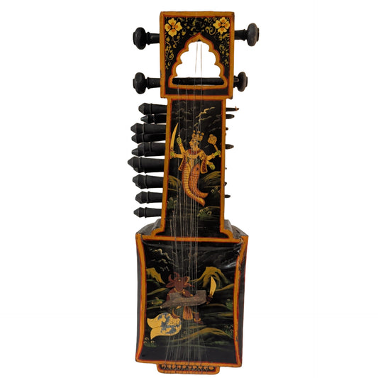 Antike Sarangi aus Holz (54 cm) – Handbemaltes Indisches Streichinstrument (Vintage) – Ansicht 2 | orientcrafts