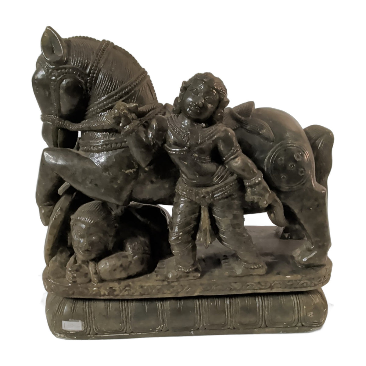 Pferd mit Figuren aus Stein – geschnitzt, ca. 21 cm | orientcrafts
