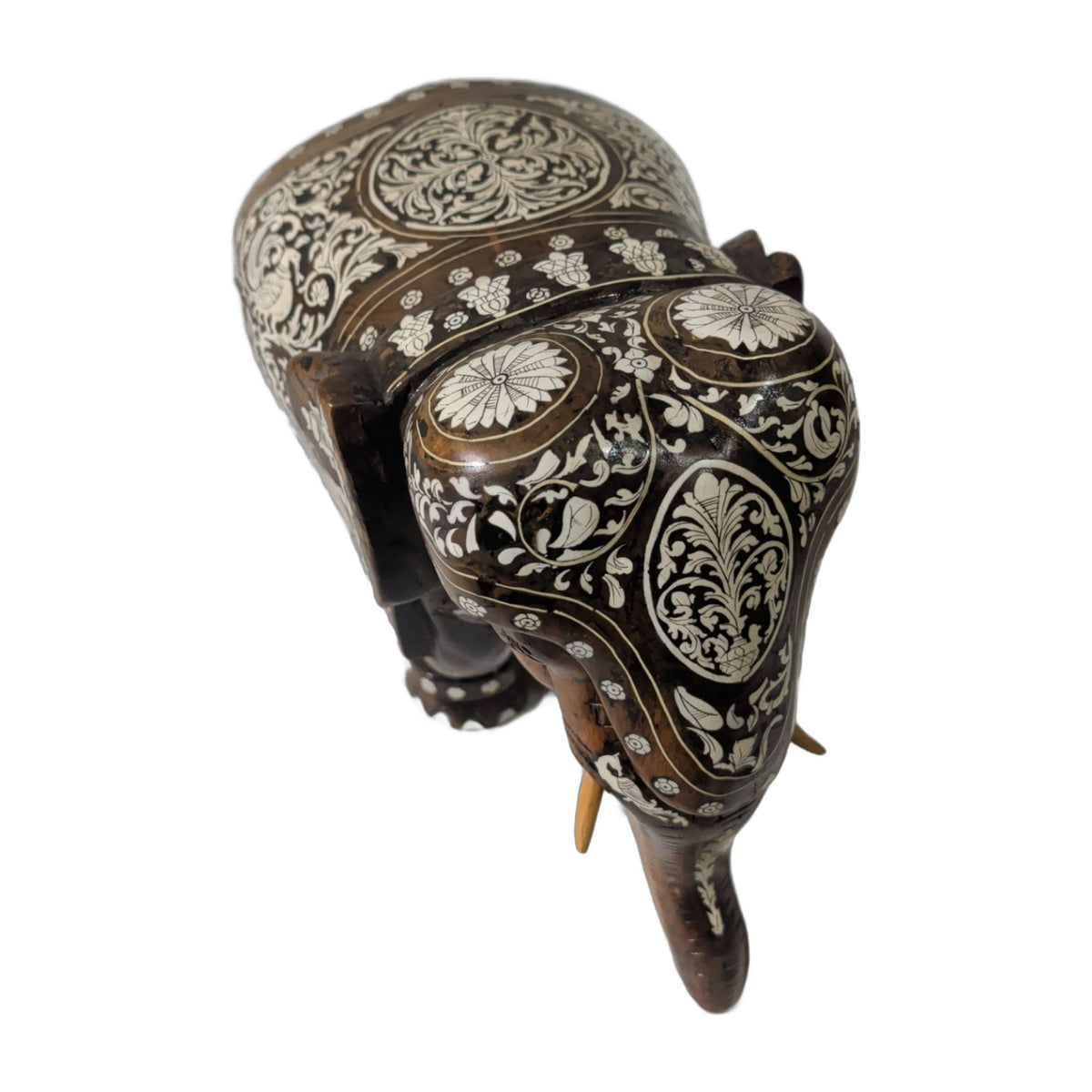 Elefant aus Holz – weiße Einlegearbeiten, ca. 31 cm – Ansicht 4 | orientcrafts