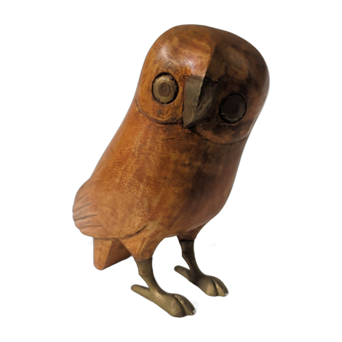 Eule aus Holz – Messingaugen und -füße, ca. 30 cm – Ansicht 2 | orientcrafts