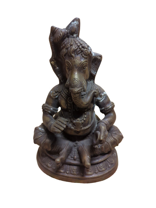 Ganesha Statue aus Bronze: Gott des Erfolgs, der Weisheit und der Neubeginn – Ansicht 2 | orientcrafts