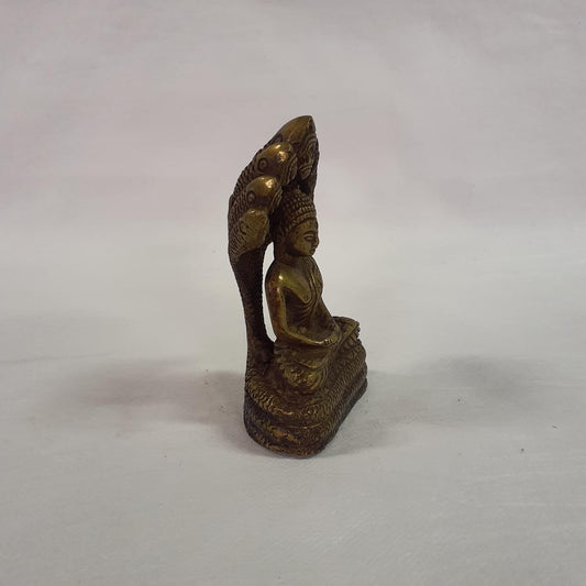 SheshNaag Buddha Brass Statue - Protection & Meditation 11 cm