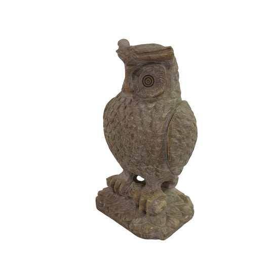 Eule-Statue aus Speckstein: Handgeschnitztes Symbol der Weisheit – Ansicht 2 | orientcrafts
