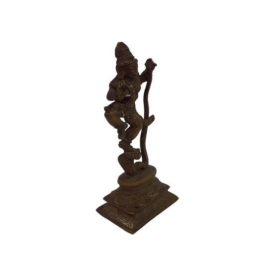 Krishna-Statue aus Messing: Handgeschmiedet und patiniert im traditionellen Gussverfahren – Ansicht 2 | orientcrafts