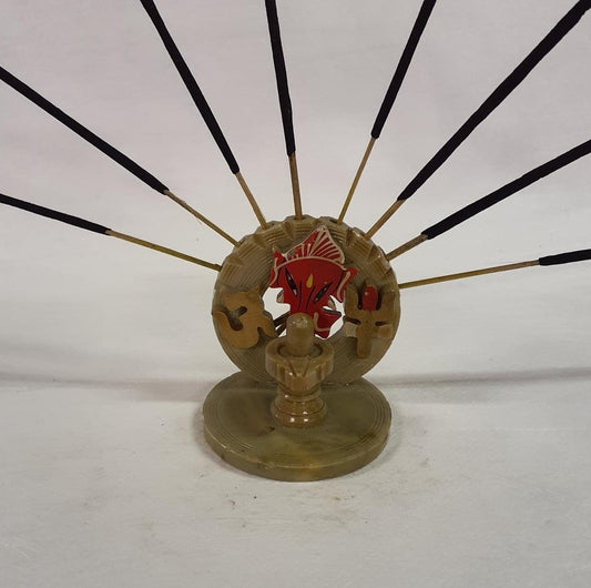 Incense stick holder, soapstone, Ganesha – Hand-carved, 6x6 cm