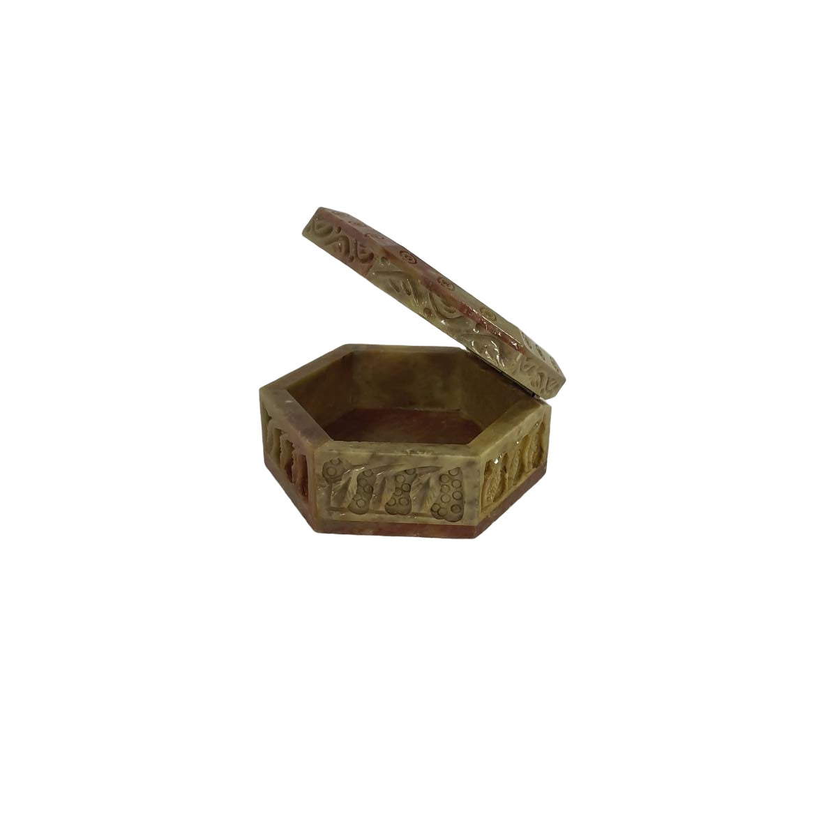 Speckstein Schmuckdose Blumen – Handgeschnitzte Steinbox 8x8 cm – Ansicht 2 | orientcrafts