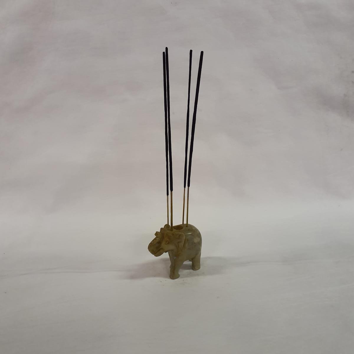 Elephant incense stick holder made of soapstone: Hand-carved decorative piece