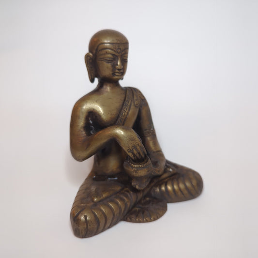 Brass Buddha statue: Handcrafted unique piece using the lost-wax casting method