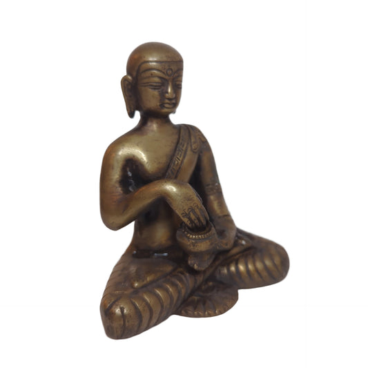 Buddha-Statue aus Messing: Handgearbeitetes Unikat im Wachsausschmelzverfahren – Ansicht 2 | orientcrafts