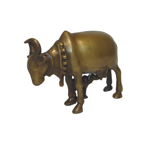 Messing Figur Kuh mit trinkendem Kalb – Handarbeit Indien – Ansicht 2 | orientcrafts