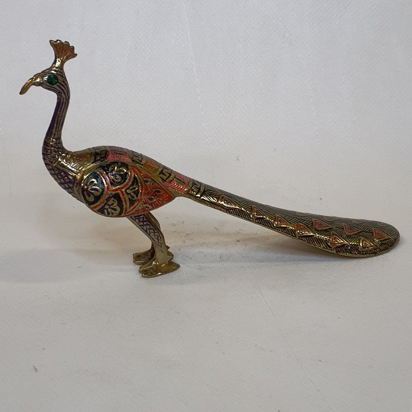 Large Brass Peacock Figurine – Patinated &amp; Handcrafted 22 cm