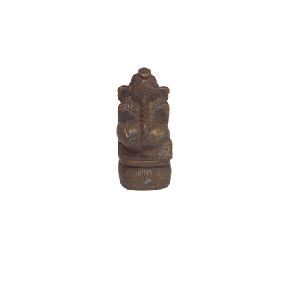 Ganesh Statue aus Messing: Handgeschmiedet und patiniert im traditionellen Gussverfahren – Ansicht 2 | orientcrafts