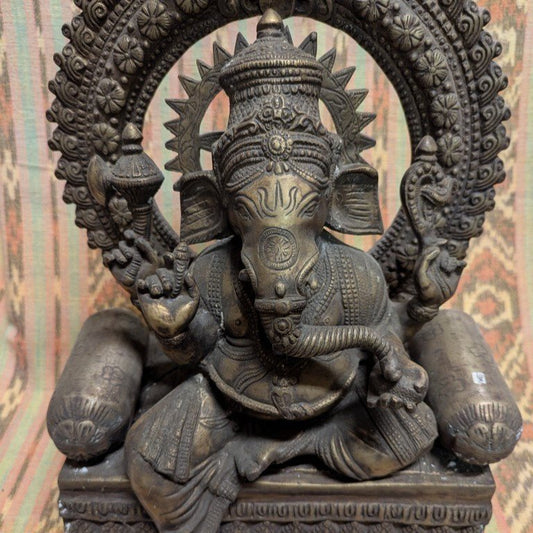 Bronze statue of Ganesha: Seated god of wisdom, representing happiness and new beginnings