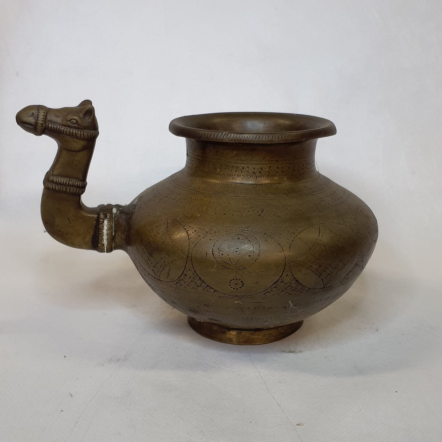 Brass jug with camel motif: Hand-forged unique piece made using the lost-wax casting process