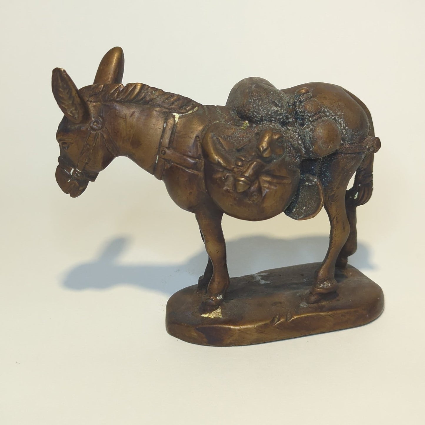 Brass donkey laden with goods – handmade in India