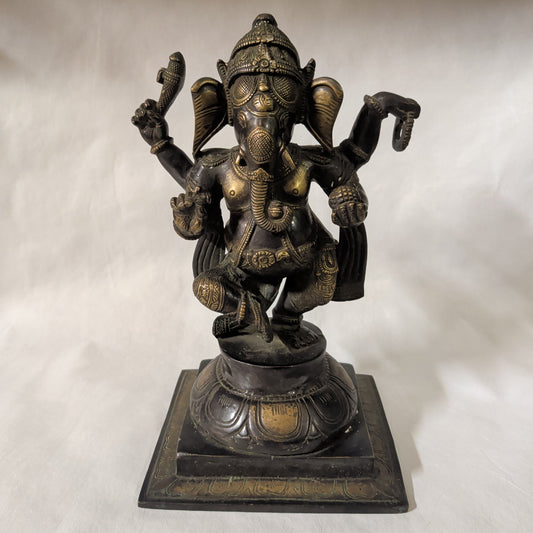 Ganesha Statue Messing Bronze-Patina (34 cm) – Edle Hindu-Figur & Deko