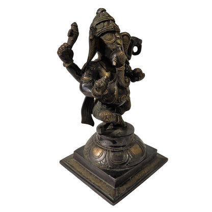 Ganesha Statue Messing Bronze-Patina (34 cm) – Edle Hindu-Figur & Deko – Ansicht 3 | orientcrafts