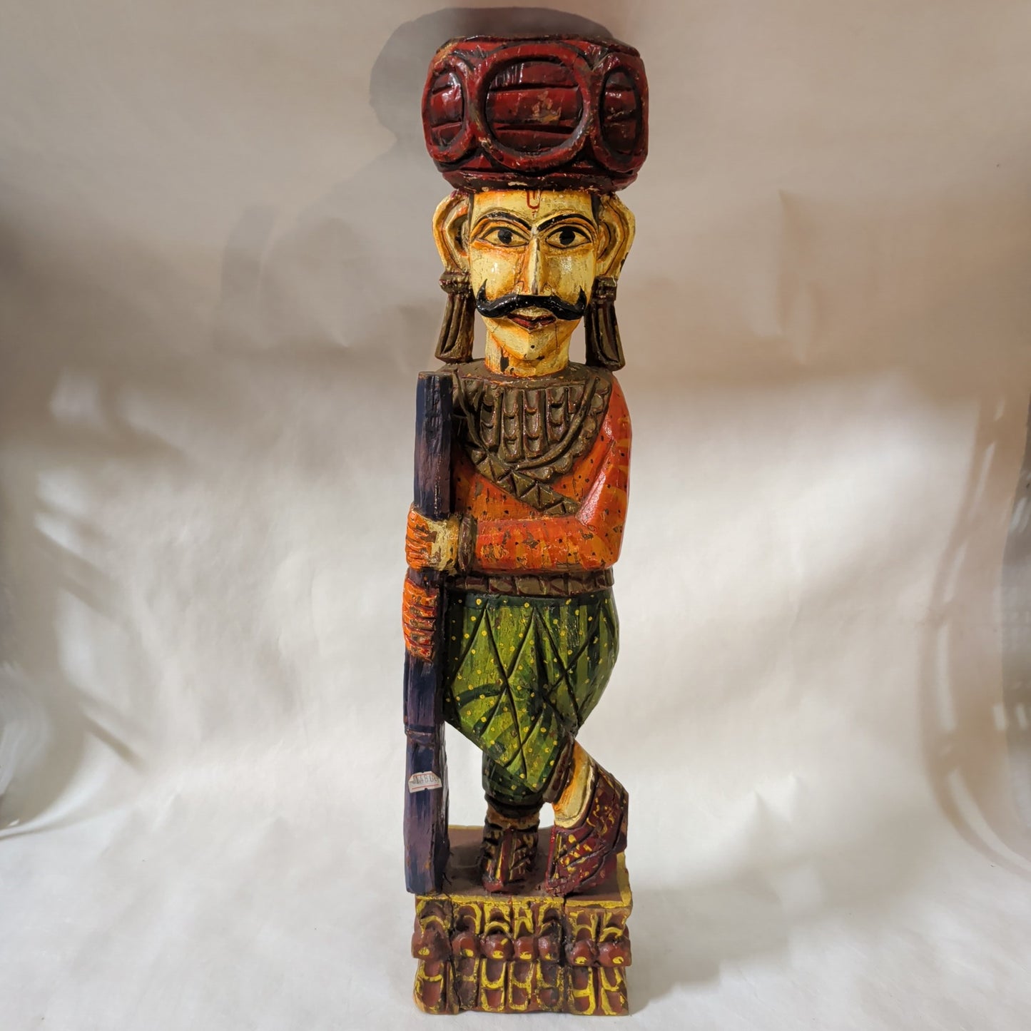 Rajasthani Torwächter Figur (60 cm) – Königliche Guard-Statue, Handgeschnitzt & Bemalt