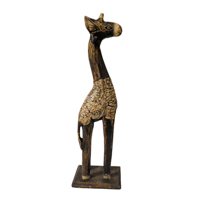 Holz-Giraffe mit Muscheln (38 cm) – Handgeschnitzte Afrika-Deko & Unikat – Ansicht 2 | orientcrafts
