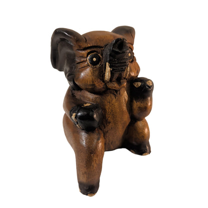 Teakholz Elefant für Buchstützen & Regale (14 cm) – Massiver Holz-Glücksbringer | orientcrafts