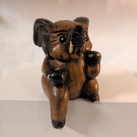 Teakholz Elefant für Buchstützen & Regale (14 cm) – Massiver Holz-Glücksbringer