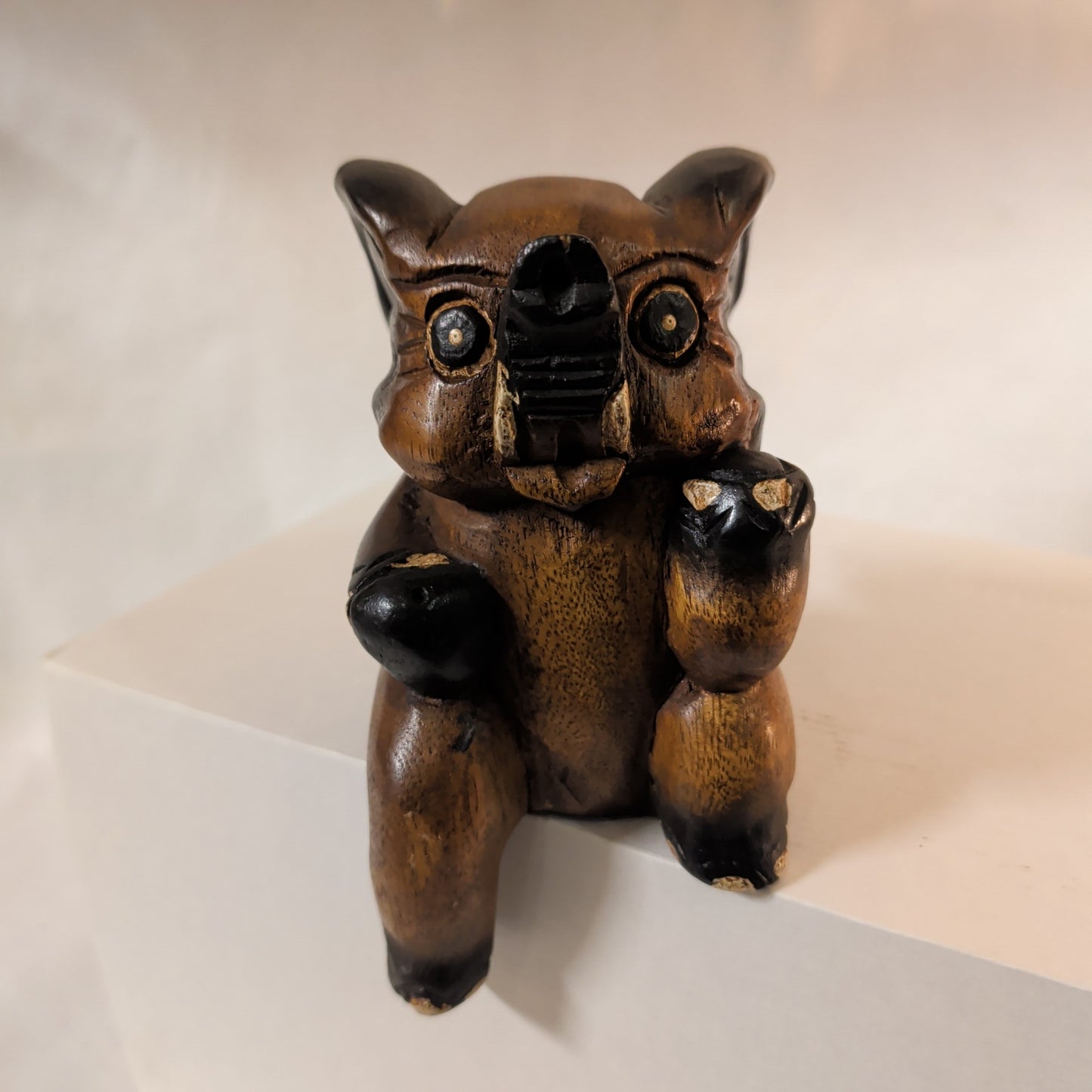 Teakholz Elefant für Buchstützen & Regale (14 cm) – Massiver Holz-Glücksbringer