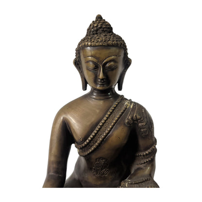 Bronzefarbener Buddha – Erdberührungsgeste, Lotus – Ansicht 3 | orientcrafts