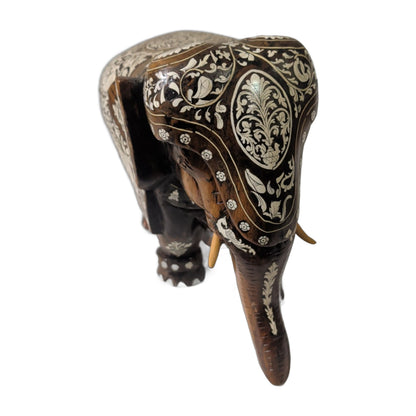 Elefant aus Holz – weiße Einlegearbeiten, ca. 31 cm – Ansicht 3 | orientcrafts