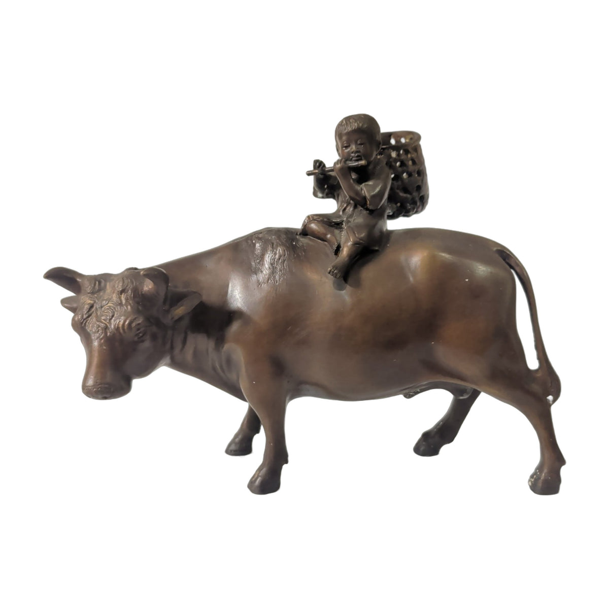 Büffel aus Bronze mit Flötenspieler – Handarbeit | orientcrafts