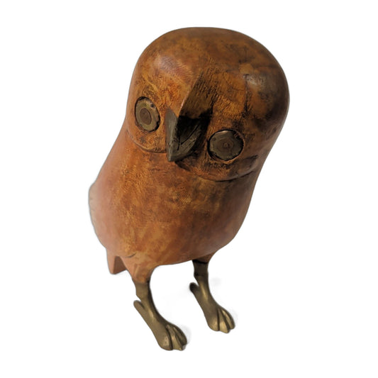 Eule aus Holz – Messingaugen und -füße, ca. 30 cm | orientcrafts