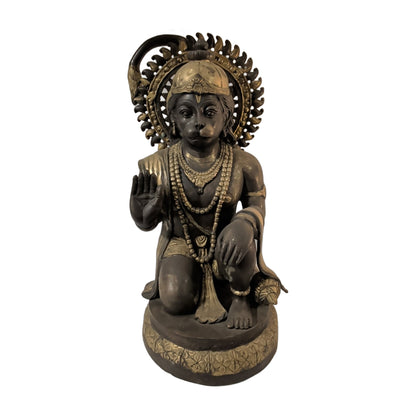Hanuman aus Messing – kniend, Segensgeste, ca. 45 cm | orientcrafts