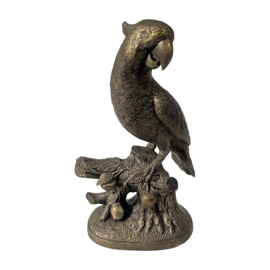Kakadu aus Messing – auf Baumstamm, ca. 35 cm | orientcrafts