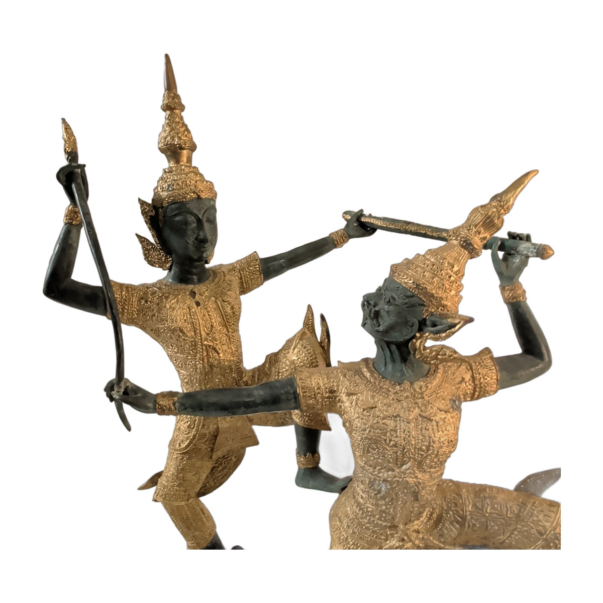 Ramakien-Kampfszene aus Bronze – vergoldet, ca. 50 cm – Ansicht 2 | orientcrafts