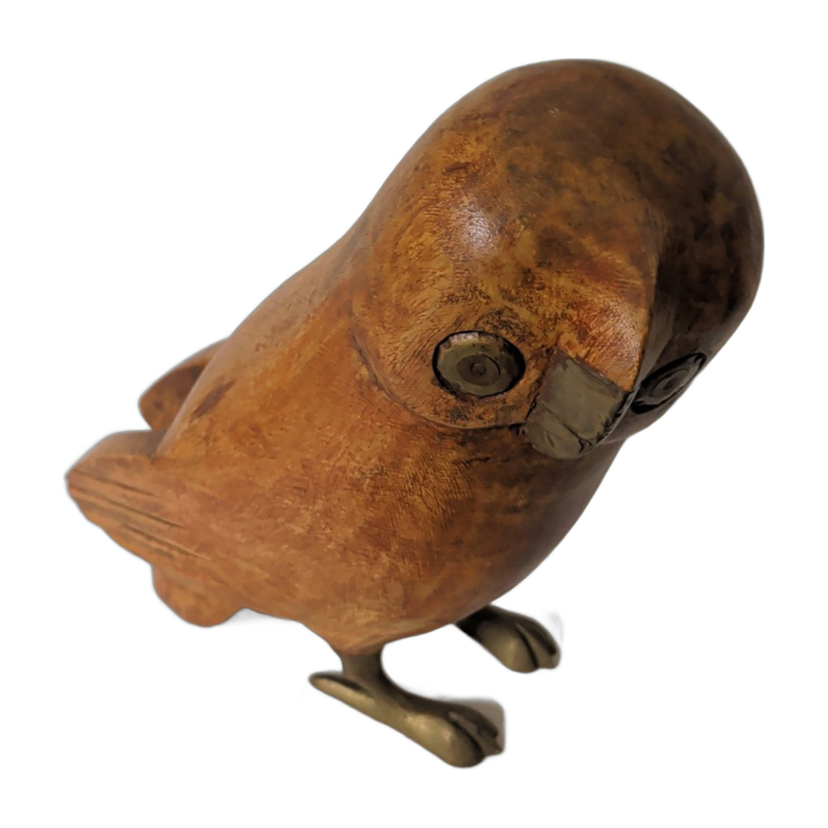 Eule aus Holz – Messingaugen und -füße, ca. 30 cm – Ansicht 3 | orientcrafts