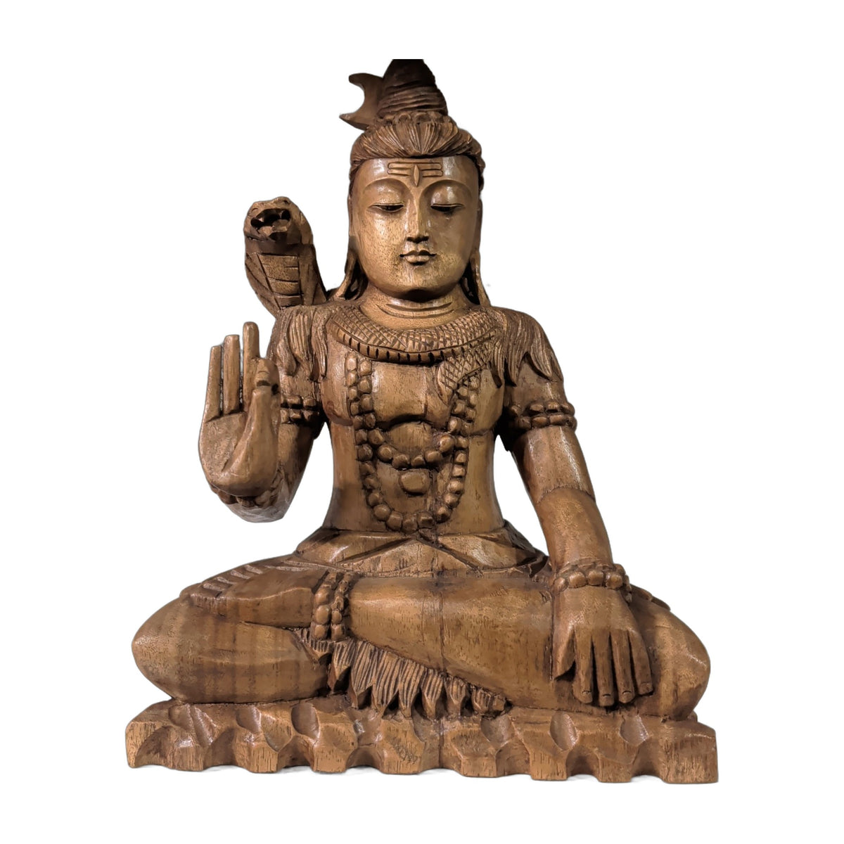 Shiva aus Holz – handgeschnitzt, sitzend – Ansicht 3 | orientcrafts