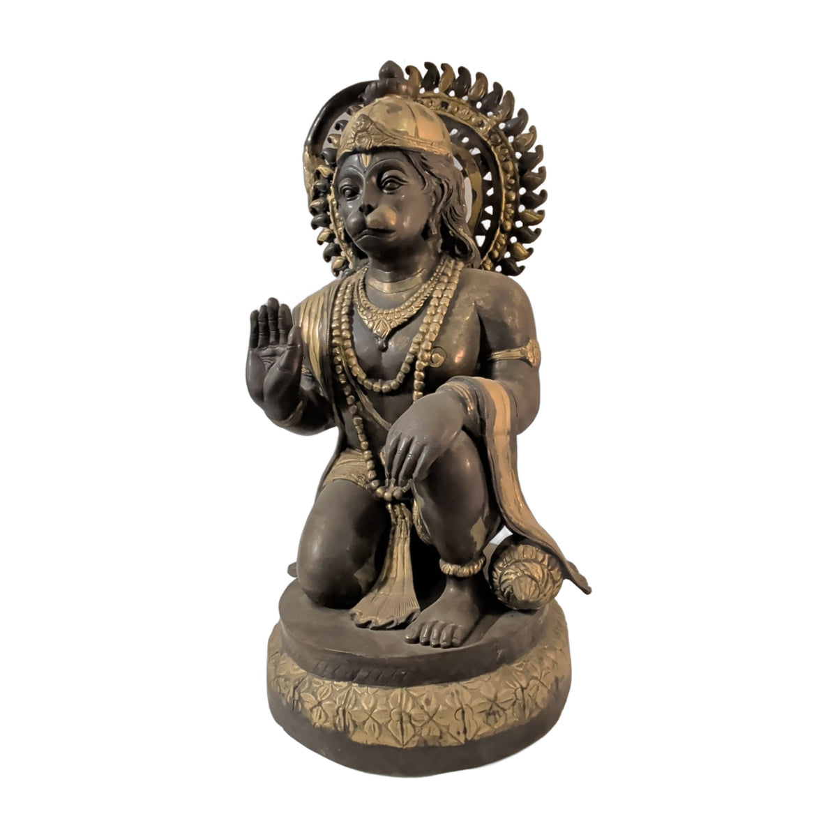 Hanuman aus Messing – kniend, Segensgeste, ca. 45 cm – Ansicht 3 | orientcrafts