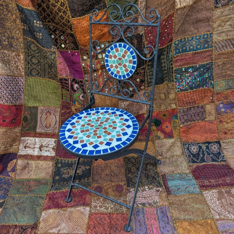 Oriental mosaic chair from Morocco: Luxurious one-of-a-kind piece with handcrafted artistry