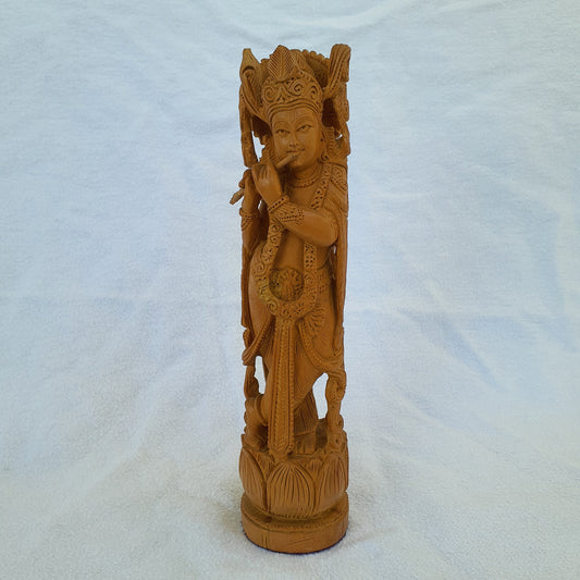 Krishna deity carved from sandalwood: Wonderful carving with spiritual aura