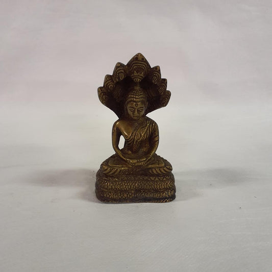 SheshNaag Buddha Brass Statue - Protection &amp; Meditation 11 cm