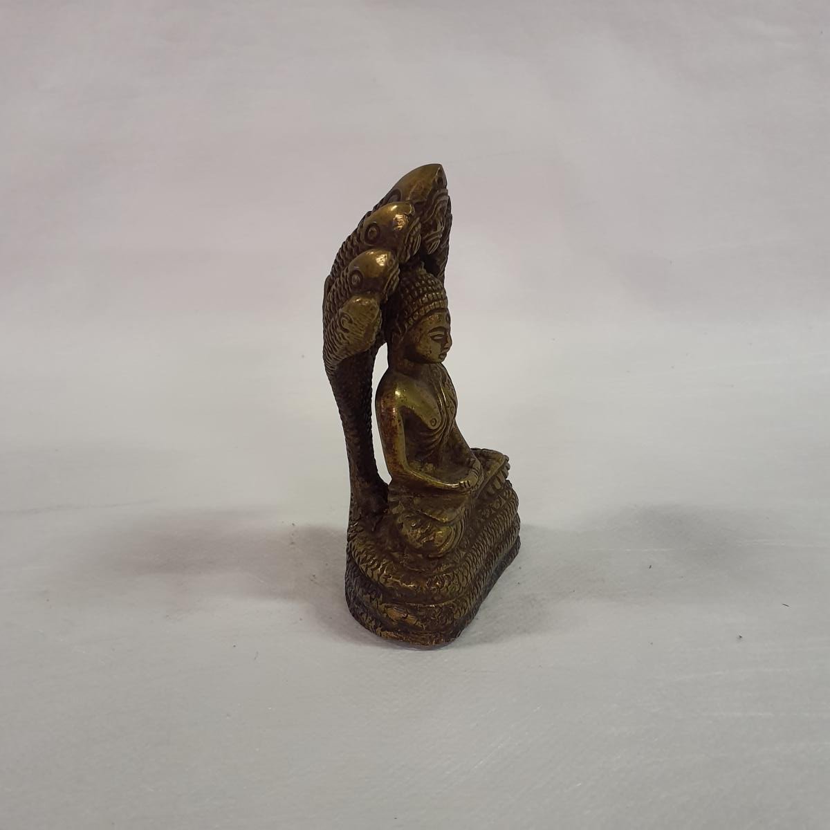 SheshNaag Buddha Brass Statue - Protection &amp; Meditation 11 cm