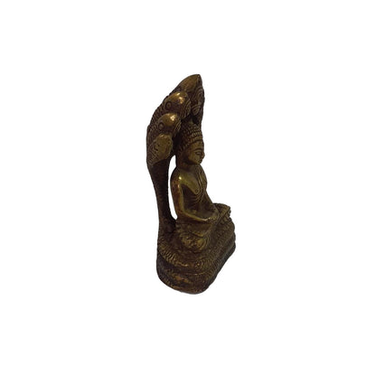SheshNaag Buddha Messing Statue – Schutz & Meditation 11 cm – Ansicht 2 | orientcrafts