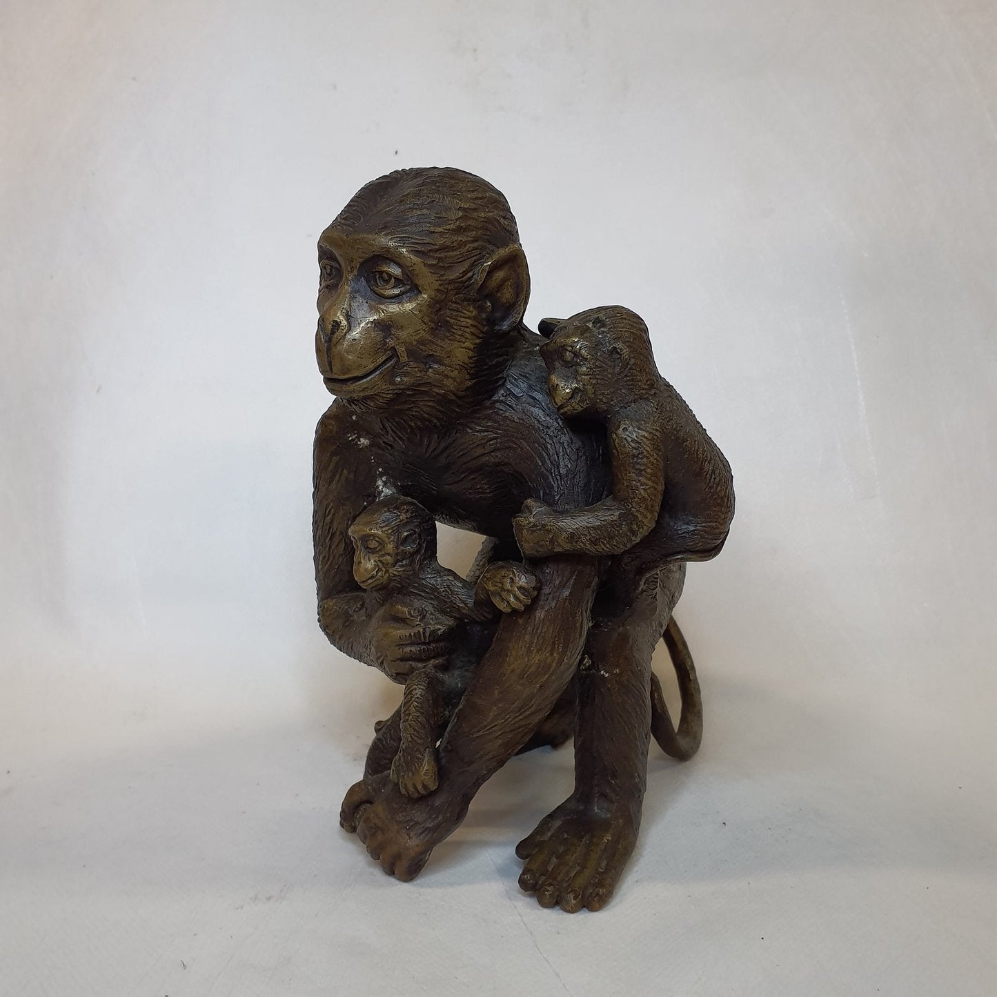 Brass monkey family: Handcrafted unique piece using the lost-wax casting process
